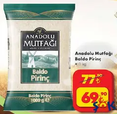 ANADOLU MUTFAĞI BALDO PİRİNÇ 1 KG fiyat ve kampanya bilgisi
